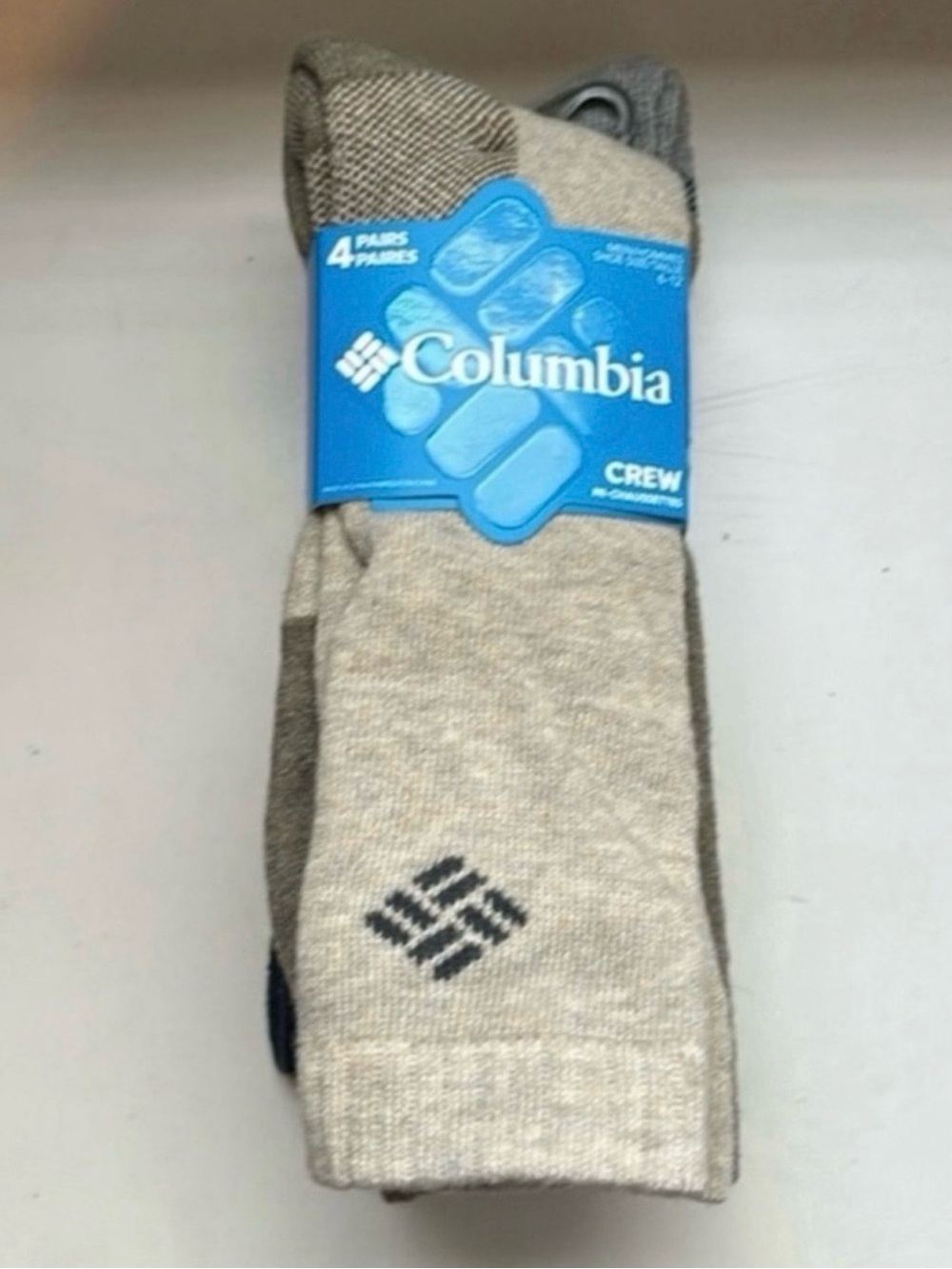 New Columbia Socks Men’s 4 Pair Multi Color Wool Blend Crew Socks Active Casual